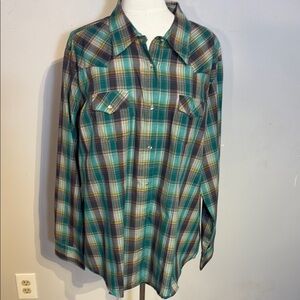 Wrangler Western Style Plaid  Snap Button-Up Shirt size XXL